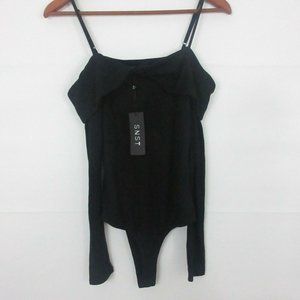SNST black Bodysuit S Everlaine twist front long sleeve women's SMALL